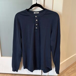 Buck Mason Pima Cotton Henley - Size Medium in Navy